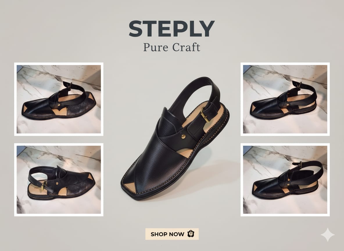 Black Zardari Shape Pishawari Chappal